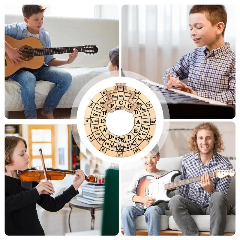 Guitar Music Theory Disc Chord Wheel Guitar Tools Music Wheel Wooden Chord Tool Roundel Of Fifths Wheel Melody Tool For Notes