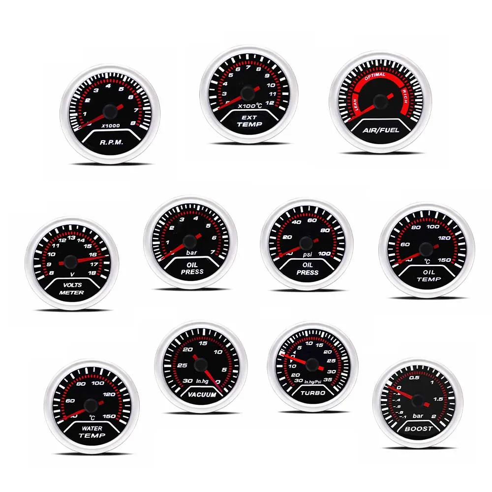 

Универсальная подсветка для турбогенератора, 2 дюйма 52 мм, 12 В, диаметром 1 ~ 0 ~ 2 бар, измеритель турбогенератора с белой подсветкой, для автомобилей 12 В