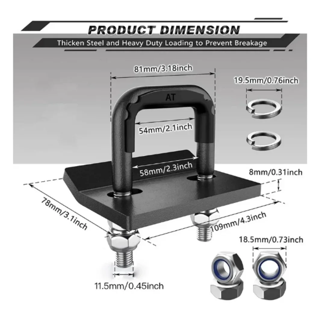 Heavy Duty Hitch Clamp for 2.5 Inch Trailer Hitches, Rubber Isolator and Anti-Rust Double Coating Protective, Black