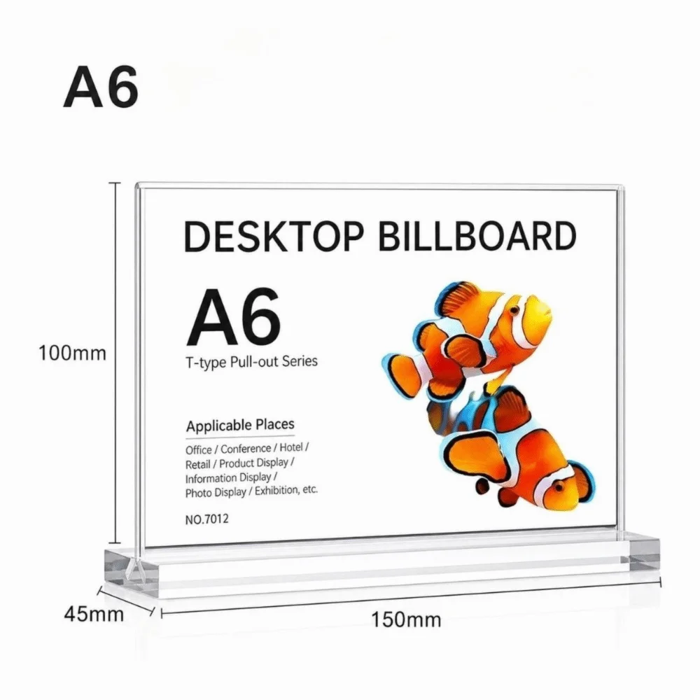 High Quality A4/A5/A6 Desk Display Stand Acrylic Double Side Clear Menu Stand Holder Transparent Photo Holder Hotel