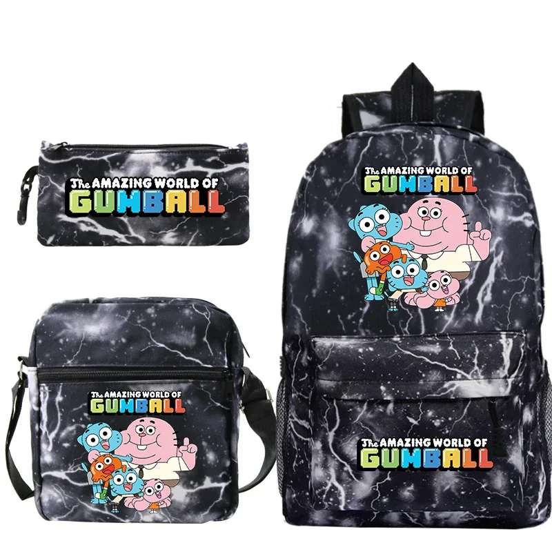 The Amazing World of Gumball Backpack for Boys Girls Bookbag 3Pcs/set Students Cartoon Anime Schoolbag Children Backpack Gifts