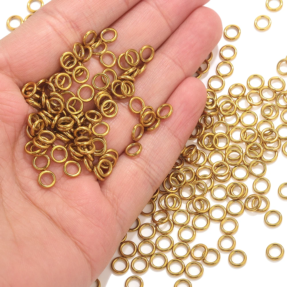 50pcs Stainless Steel O Ring Gold Platd Closed Jump Rings For Jewelry Makings DIY Rings Wire Hoops Connectors Jewelry Findings