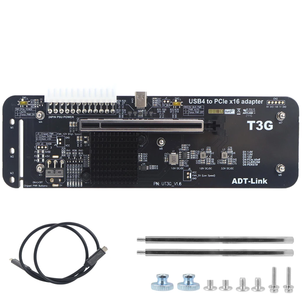 UT3G بطاقة الرسومات الخارجية USB4 إلى PCIe x16 eGPU محول PCIe4.0 X4 عرض النطاق الترددي ل Thunderbolt 3/4 لأجهزة الكمبيوتر المحمول NUC ITX STX