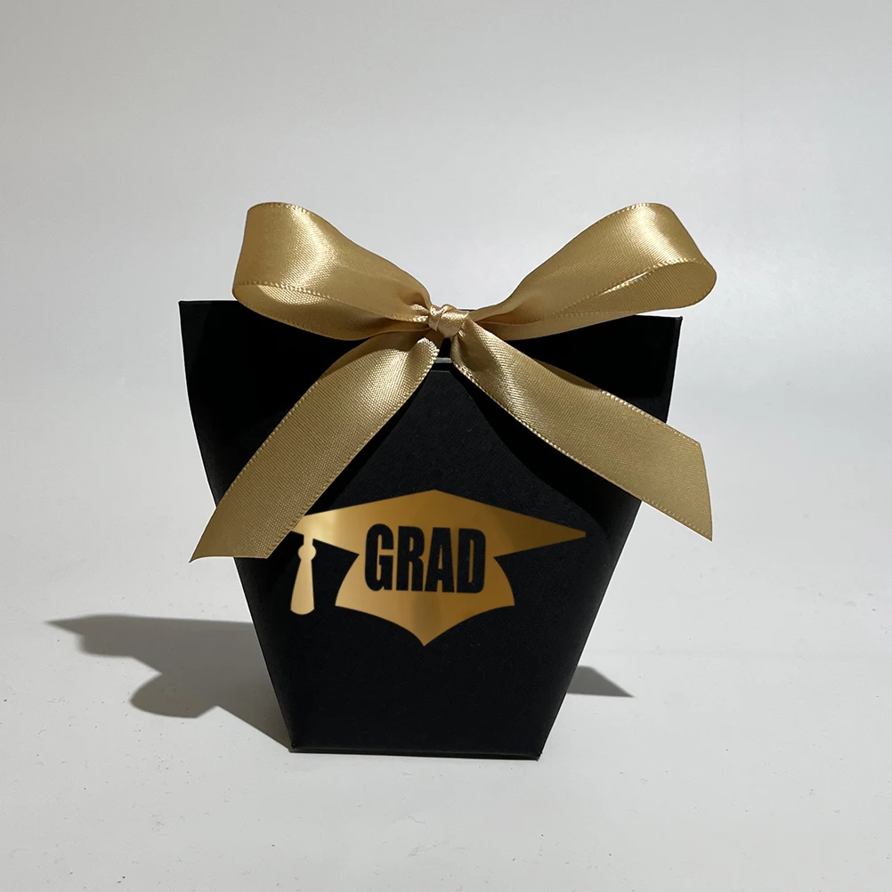 Gold Doctor Hat Cap Candy Box Gift Packaging Box for Graduation Party Decoration Supplies Congrats Gift Bags