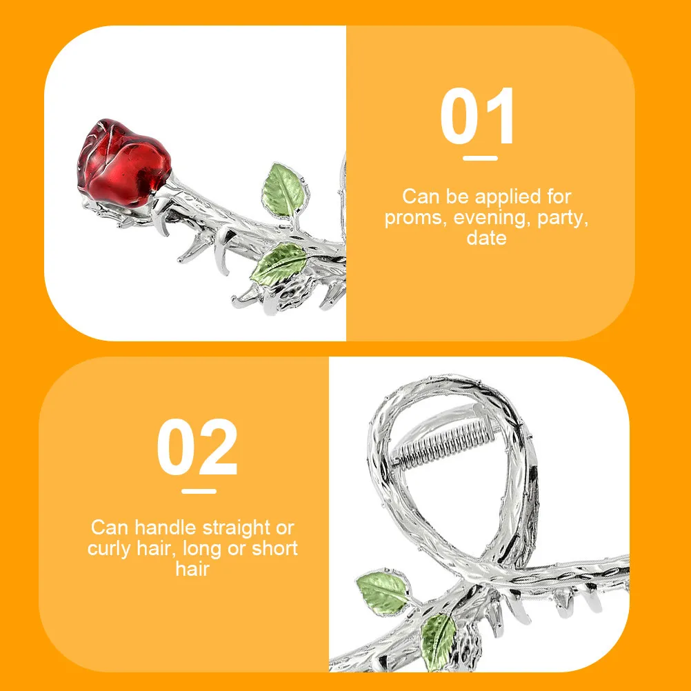 

Flower Hair Claw Clip Rose Shark Barrette Metal Hair Jaw Clip for Women Daily Use Party Wedding Prom Non-Slip Comfortable Hold