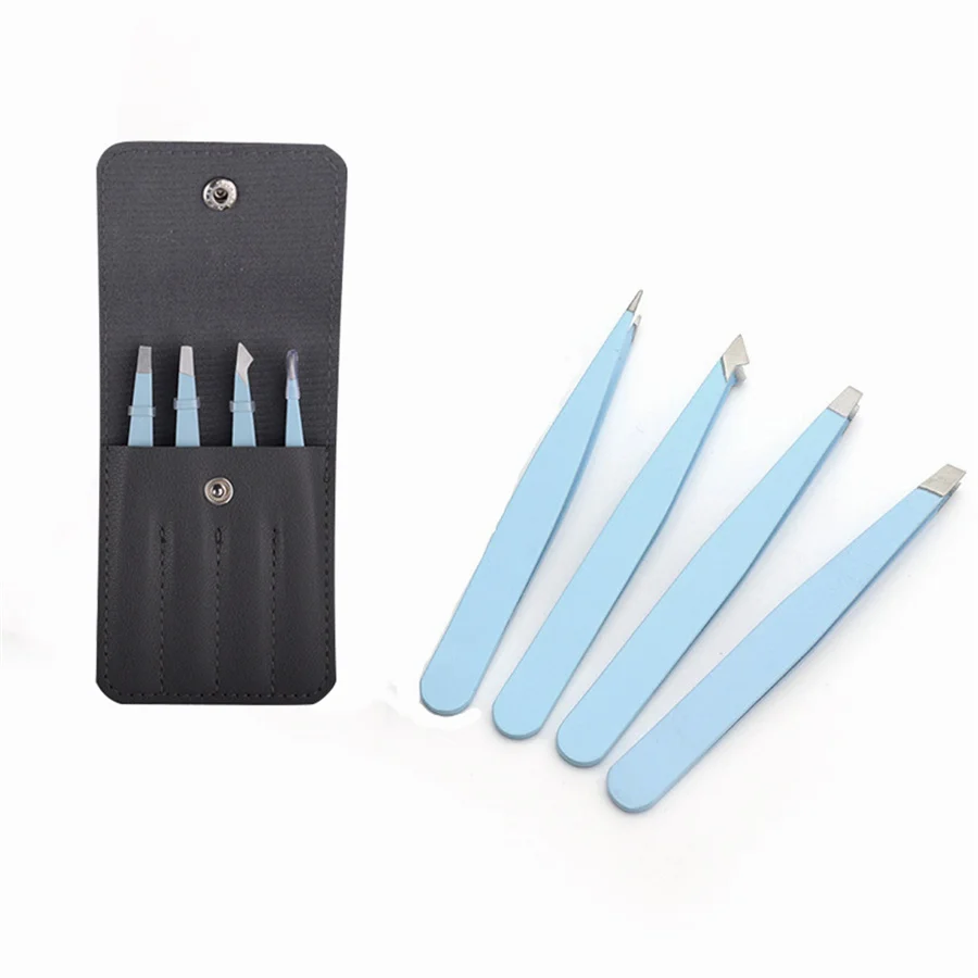 1 ชิ้น/4 ชิ้นแหนบคิ้ว, หญิงขนบนใบหน้ามืออาชีพแหนบสแตนเลสชุดแหนบที่มีความแม่นยำ