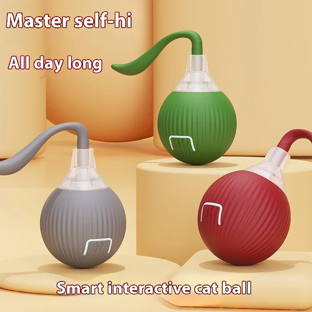 Cat Interactive Ball Automatic Rolling Ball Faux Tail Cat Dog Training Imitate Mouse Rechargeable Smart Pet Electric Toy Kemei 