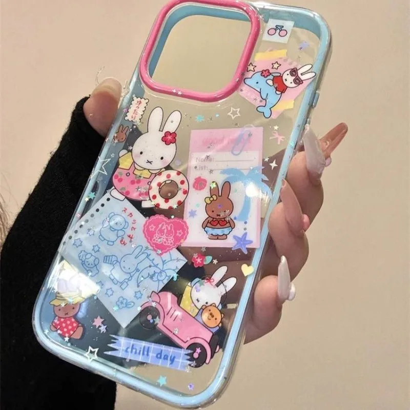 

New Kawaii Miffy Advanced Vivid Colors Cartoon Avatar Soft Transparent Phone Case IPhone 16 15 14 12 13 11 Pro Max