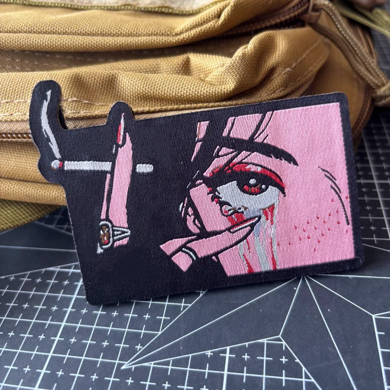 Patch tactique pour fille fumante, belle femme, Badge de moral imprimé, autocollant pour sac à dos militaire à crochet et boucle