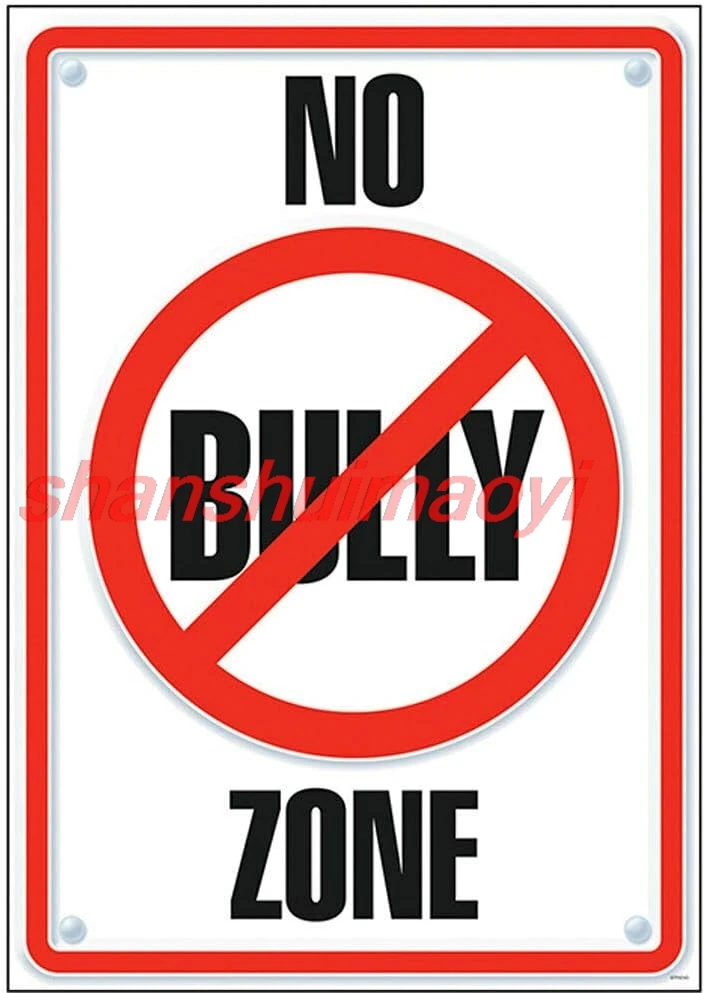 ZMKDLL No Bully Zone Argus Poster Metal Sign Tin Sign Wall Decor 12