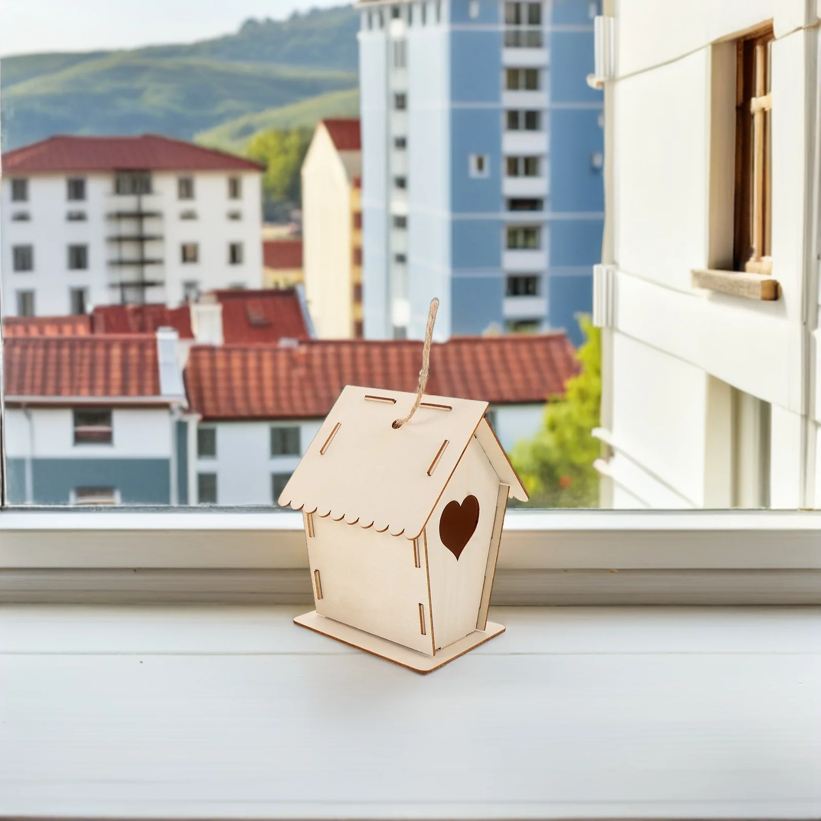 12 قطعة من بيوت الطيور الخشبية DIY للأطفال، طلاء غير مكتمل، مشغولات معلقة خارجية لتزيين الحديقة، مجموعة بيت الطيور للأطفال #2