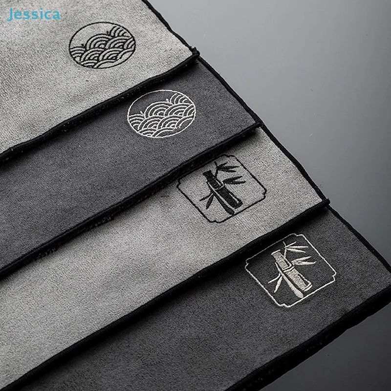 ♥ Toalhas de chá premium super absorventes-toalhas de cozinha com padrão de bambu/onda estilo japonês, toalhas de prato de algodão de secagem rápida