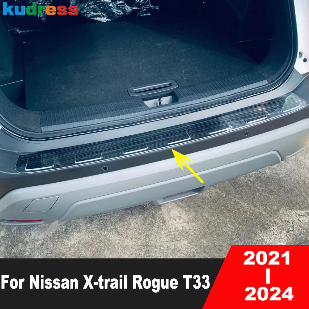 

For Nissan X-trail Rogue T33 2021-2023 2024 Steel Car Rear Trunk Bumper Cover Trim Tailgate Door Sill Plate Guard Accessories