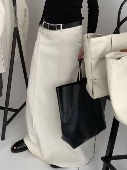 Yeezzi 2026 Neue Damen Maxi-Röcke für Frühling und Herbst, H-Linie, Einfarbige Lange Röcke für Frauen, Modische Freizeitkleidung – Detail 6