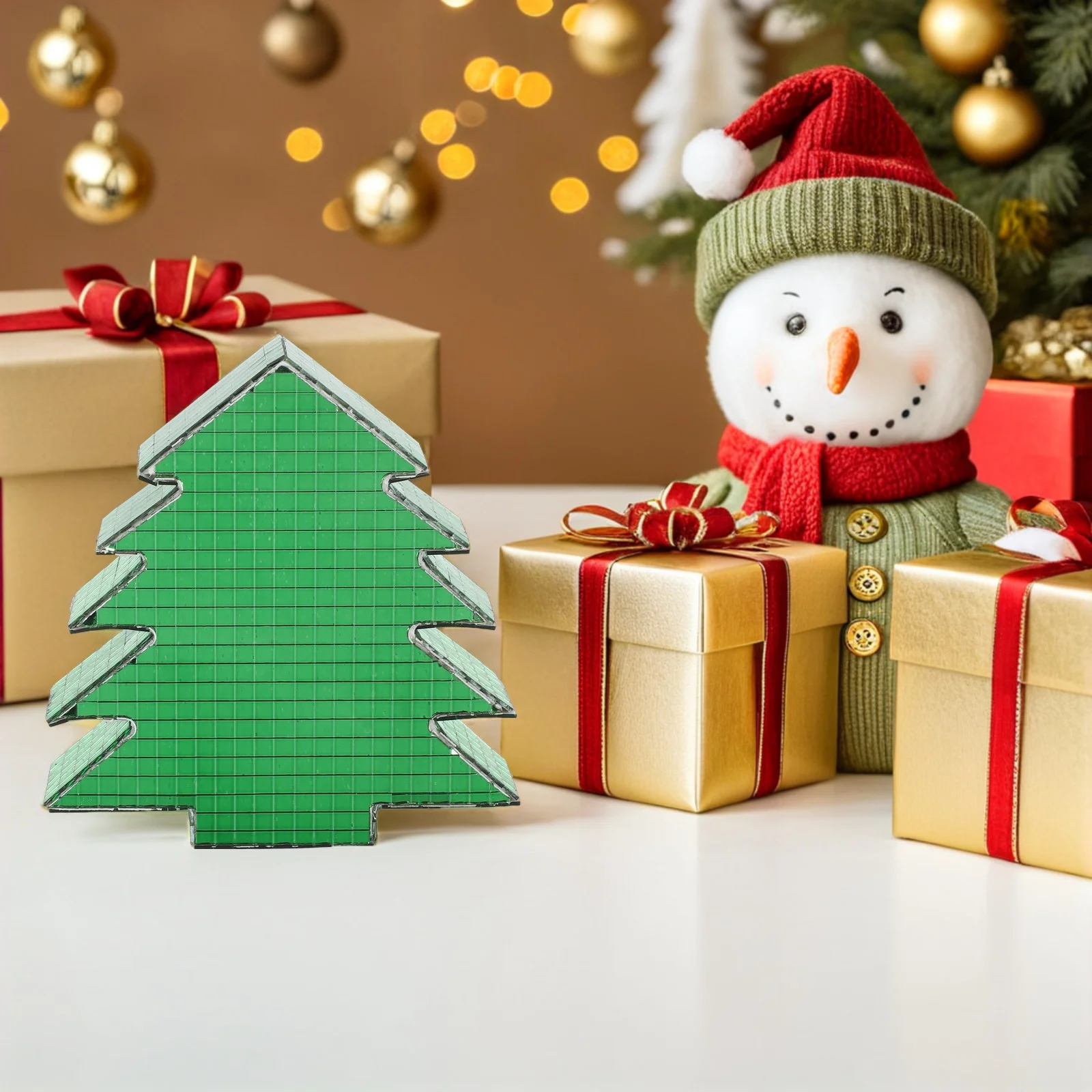 

Disco Christmas Tree Mosaic Tile Glass Mirror Reflective Tabletop Centerpiece Christmas Party Mantel Office Desk Decoration