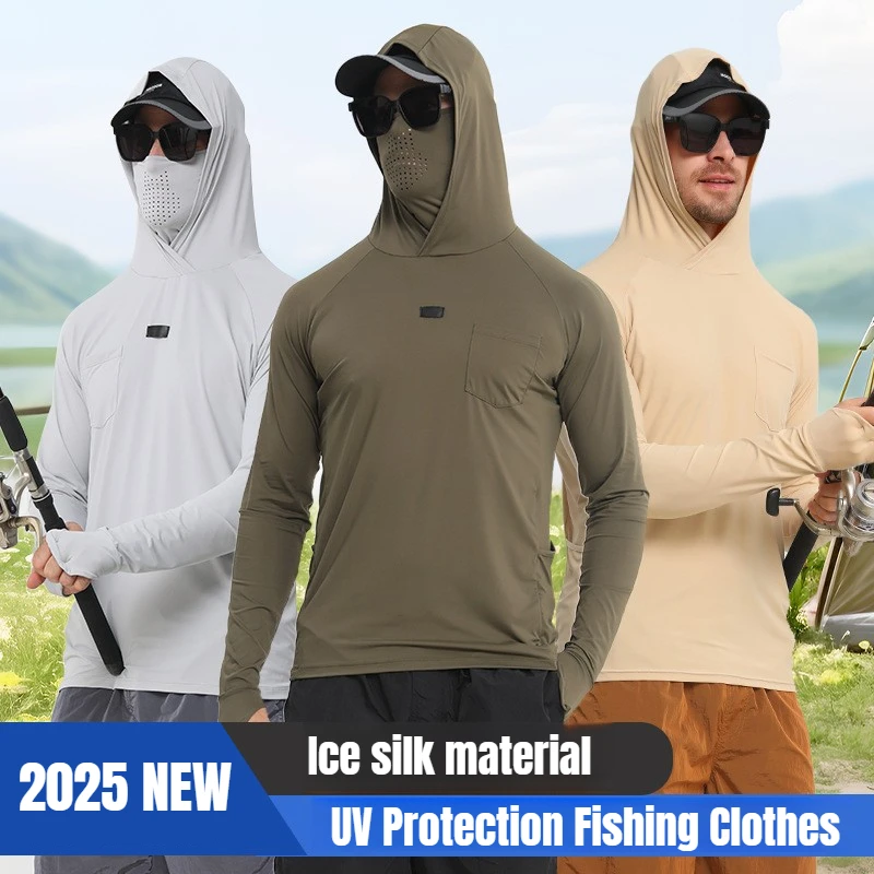 

2025 New Fast-drying UV Protection Wear-resistant Long-sleeved Men Sunscreen Clothing Fishing Clothing Ice Silk Fishing Jerseys