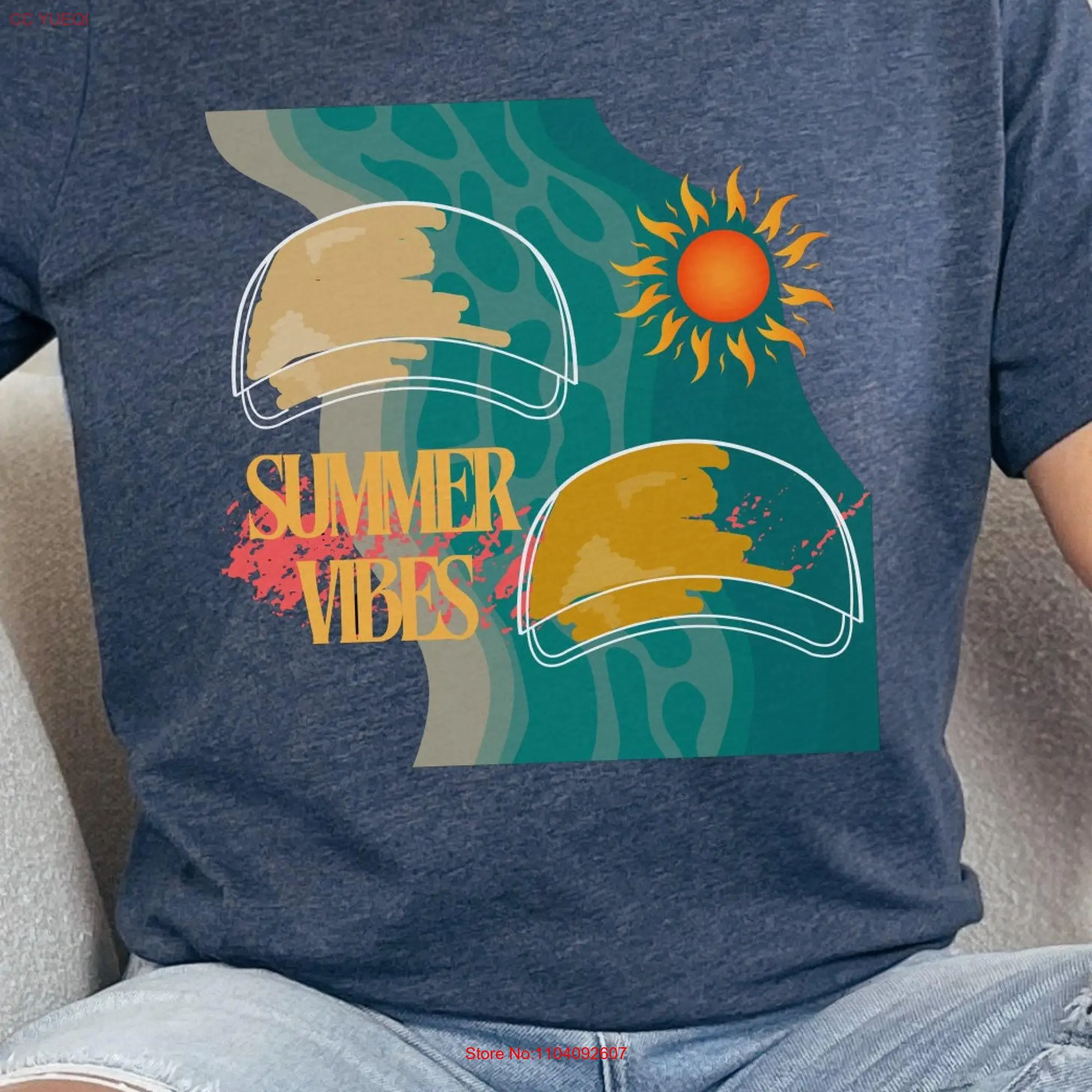 Sunshine Summer Vibes T Shirt Cute Design on 6 Color Choices Premium Beach long or short sleeves