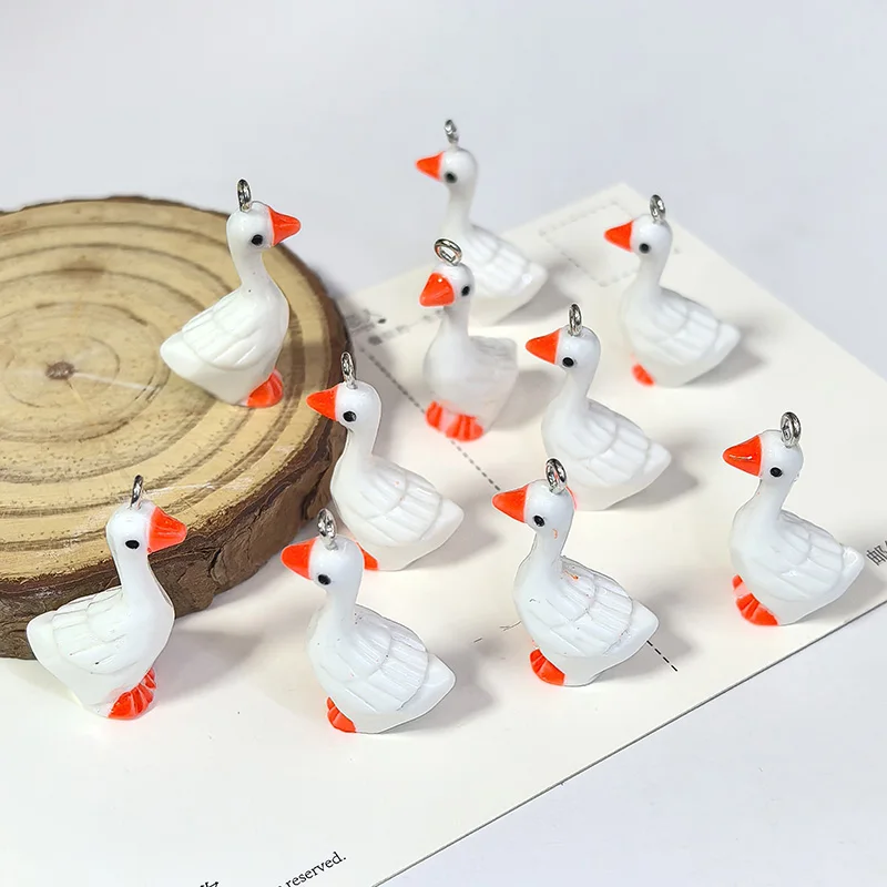 10 шт. миниатюрные белые гусиные утки смоляные подвески геометрические животные милый кулон аксессуар DIY для серег ожерелье ювелирные изделия сделать