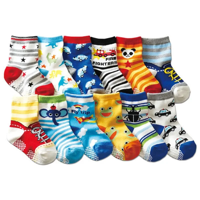 6 Pairs/lot 0 To 5 Yrs Four Seasons Sock For Boys Girl Toddlers Infants Non Skid Floor Socks Cotton Unisex Children\'s White Sock