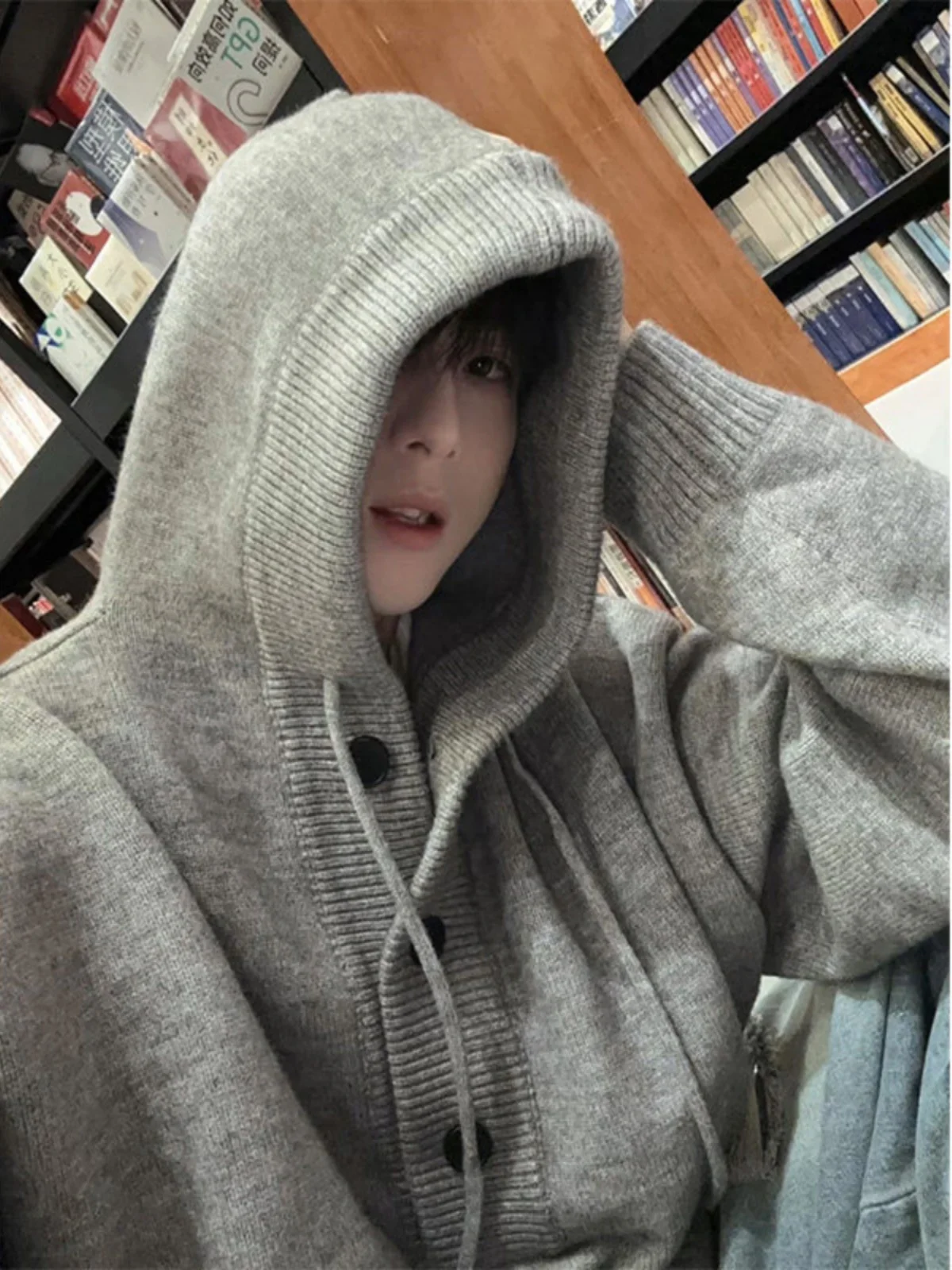 

American Cleanfit ey Hoodie Men's Spring Autumn Loose Lazy Knitted irt Base Layer Inner Wear Outerwear Polyester Fiber