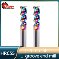 JIMMY HRC55 Tungsten Steel 3 Flute Milling Cutter Carbide End Mill CNC Colorful Coating Face Mill Cutter Milling Tools