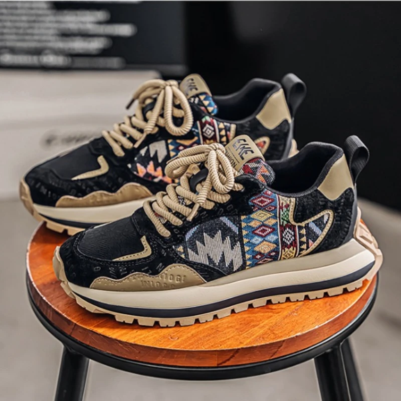 

2025 Fashion Men's Sneakers New Comfortable Breathable Casual Shoes Platform Heightened Running Shoes Designer Embroidery Shoes