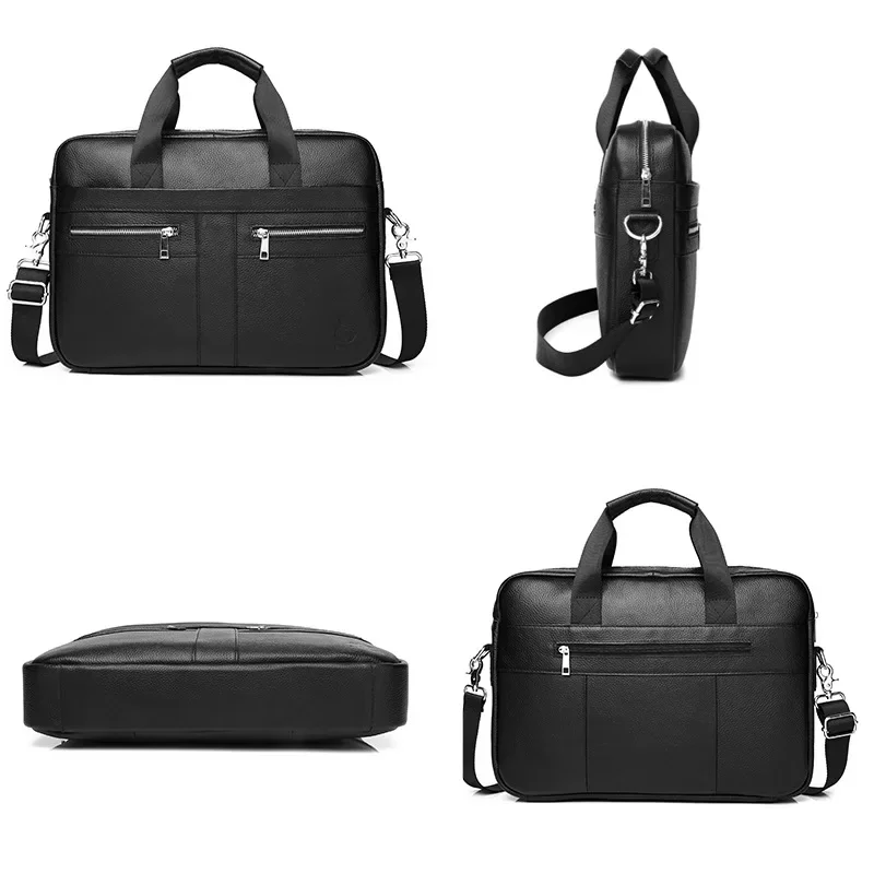 New Luxury Cow Genuine Leather Business Men's Briefcase Male Briefcase Shoulder Bag Men Messenger Bag 15 Inch Tote Computer Bag