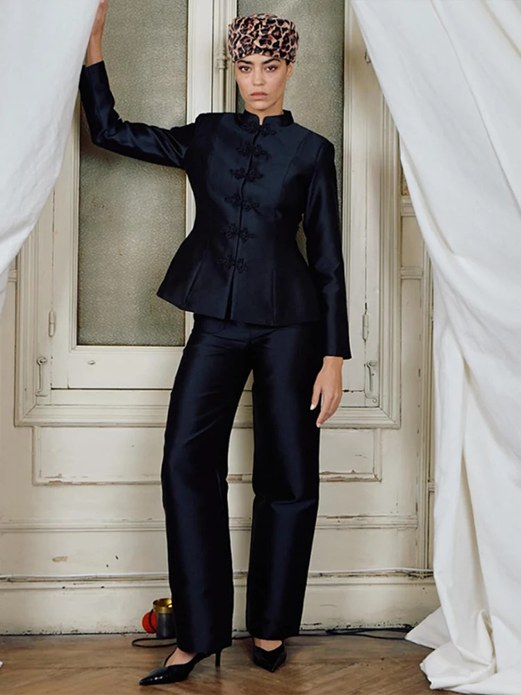 Abrigos largos de lana con solapa para mujer, abrigos clásicos de invierno con bolsillos de un solo botón, ropa de calle informal elegante