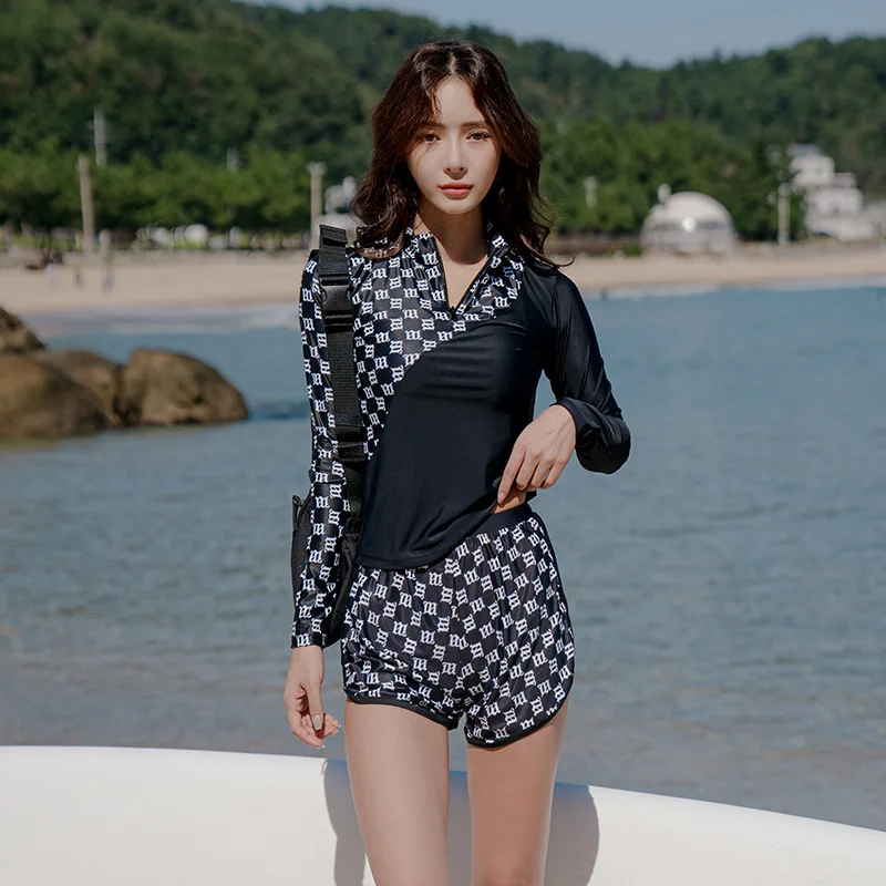 2023 Wisuwore South Korea\'s New Couple Diving Suit Split Conservative Long-sleeved Bathing Suit Sunscreen Sports New Suits