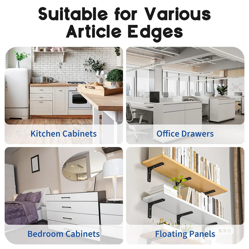 Protetor de borda para protetores de armário (pacote com 6), PVC transparente de 17,7 pol. para portas de armário de cozinha de 3/4 pol. de espessura