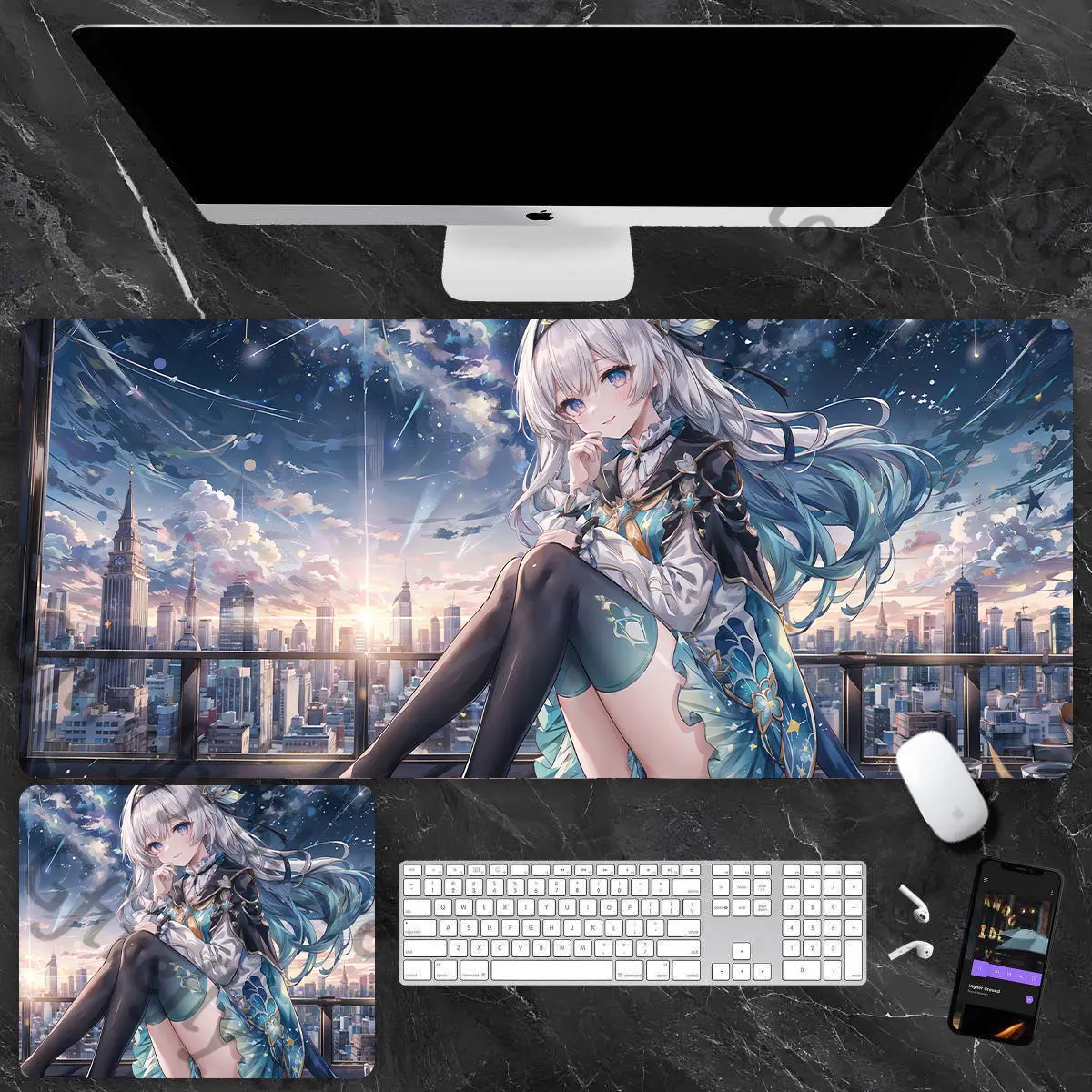 

Honkai: Star Rail Настольный компьютер с клавиатурой Настольный коврик Firefly Placemat Большой размер игры Высокое качество Аниме Коврик для клавиатуры и мыши Подарок