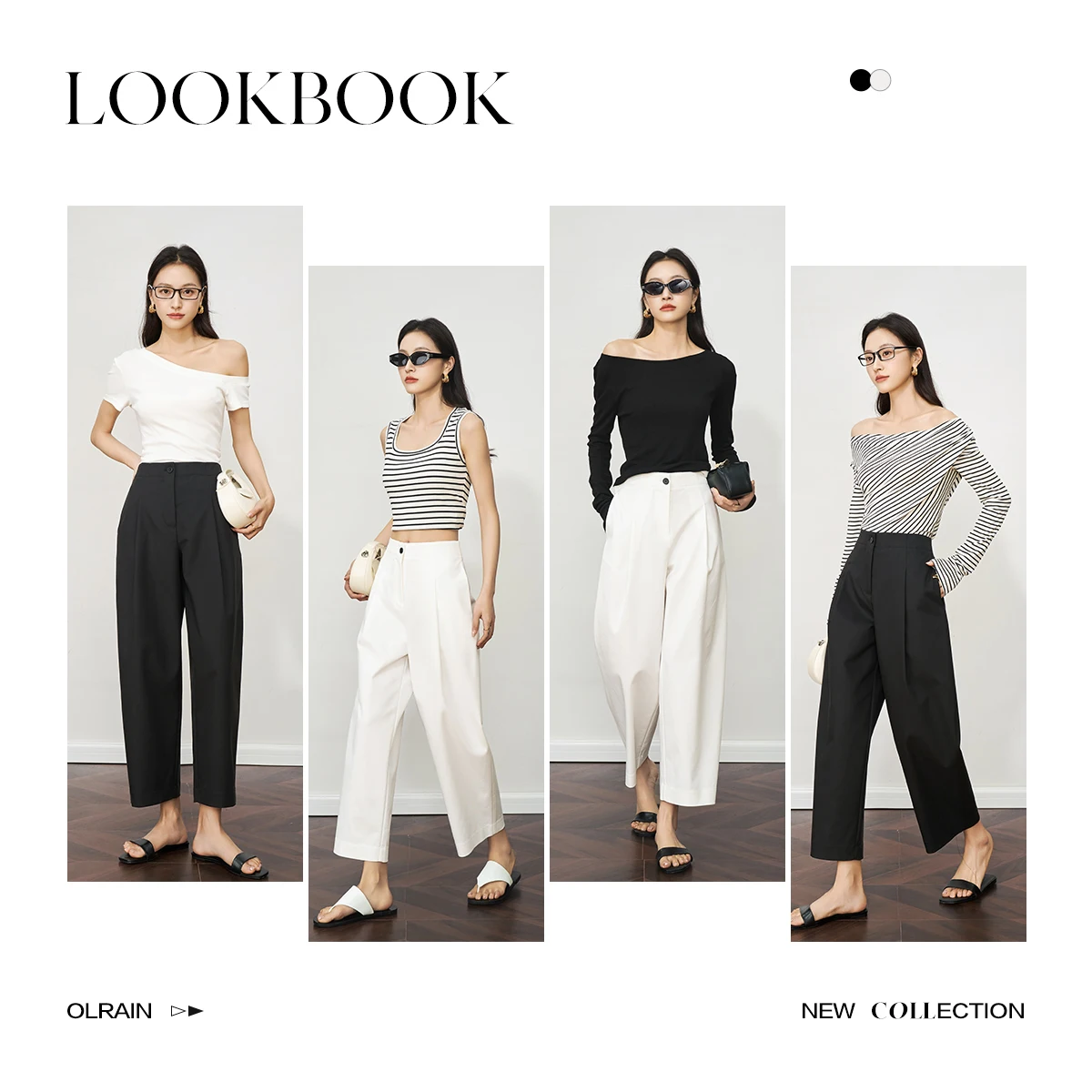 OLrain Summer 2025 Women's Black Pants Straight Nine-point Legs Buttons Office Wear Woman Slacks Button Woman Clothes O57XK99160