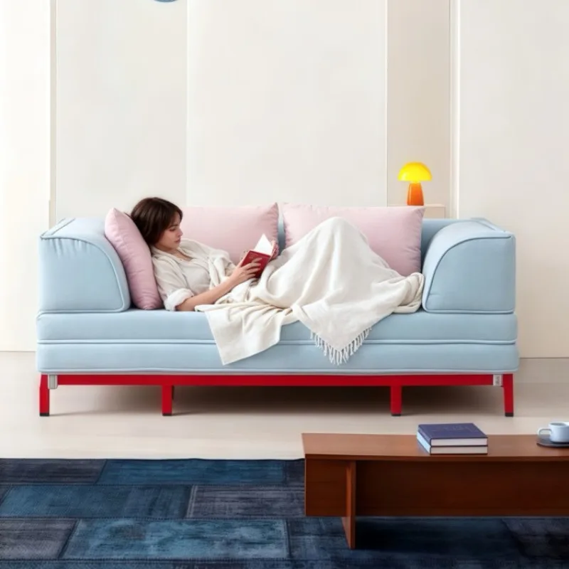 sofa bed multi-functional telescopic pull-out bed living room multi-person fabric lazy high-footed sofa