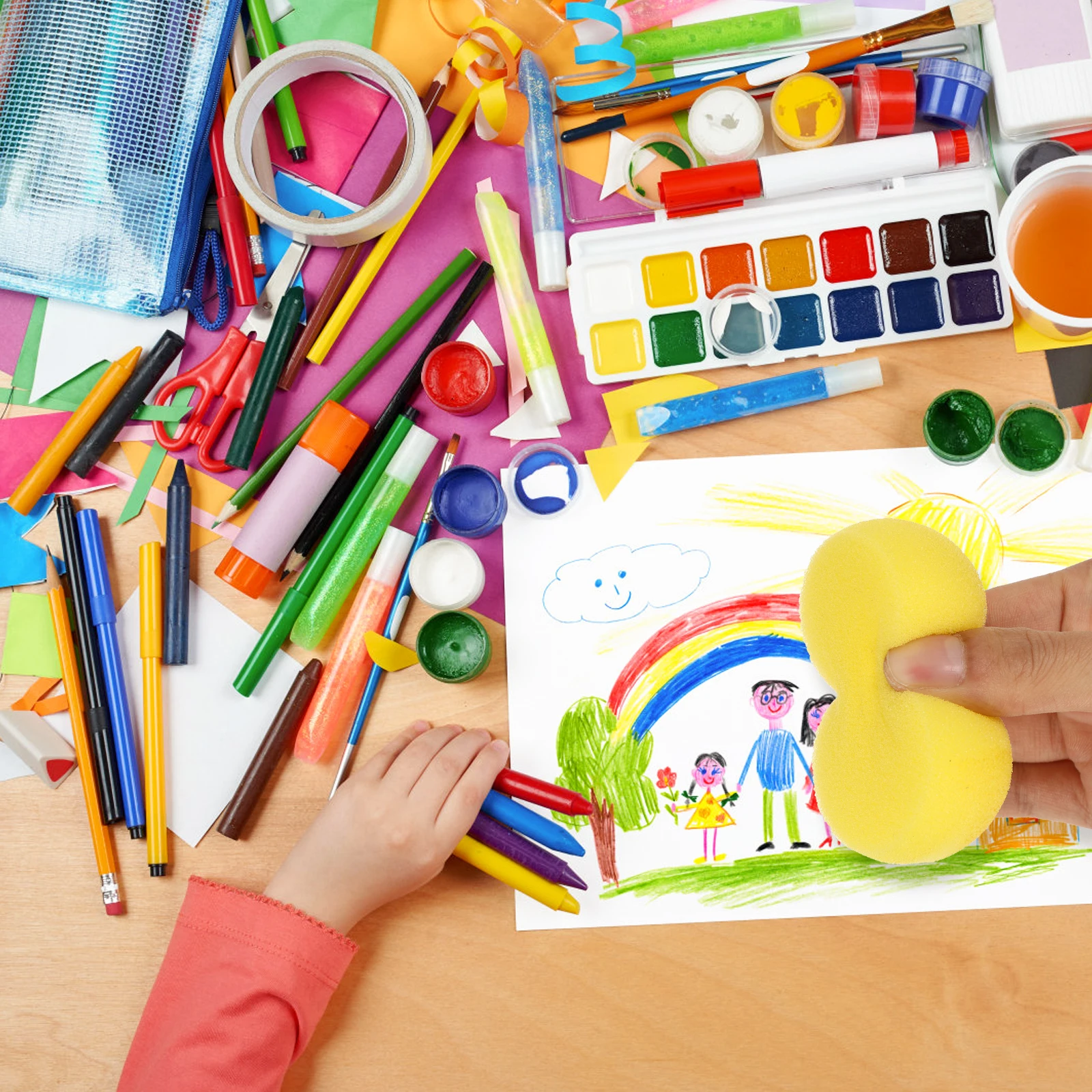 

10 Pcs Sponge Painting Kids Creative Drawing Tools Round Graffiti Art Supplies Family Kindergarten Color Learning