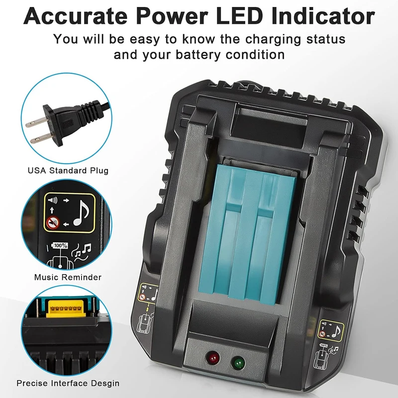 

DC18RC для дрели Makita 18 В, зарядное устройство, литий-ионное зарядное устройство 3/4 А для Makita Bl1830 Bl1430, 14,4 В, 18 В, аккумулятор для электроинструмента, вилка стандарта ЕС/США