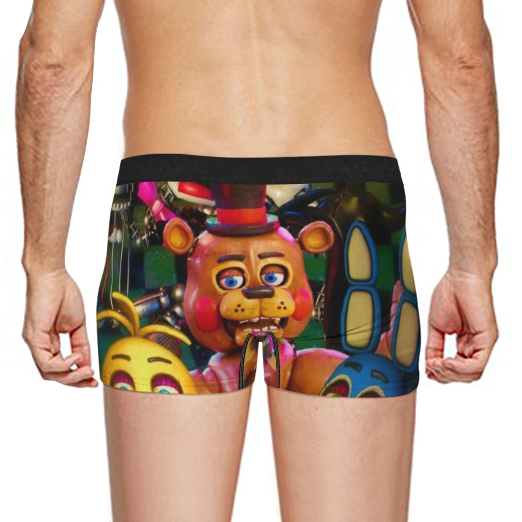 Desenhos animados dos homens Five Nights Boxer Freddy Print, calcinha masculina, cuecas masculinas, boxershorts respiráveis, roupa íntima para homem