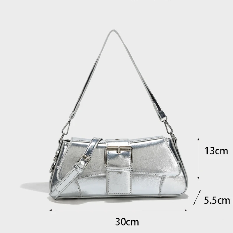 New Flap Soft Leather Shoulder Bags for Women,Cool Buckle Designer Luxury Underarm Bag Female Alligator Shoulder Crossbody Bag