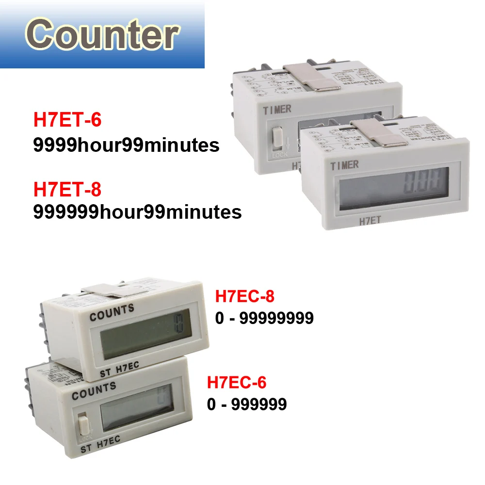 Multifuncional H7ec6 Medidor de Contagem Eletrônico Digital de Venda H7et-6 Dígitos Contador de Tempo Eletrônico Digital