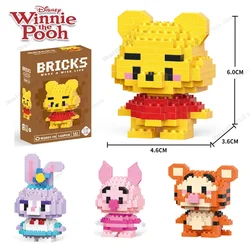 Disney Winnie the Pooh Doll Building Blocks Tigger Piglet Animal Model Small Particles Assembled DIY Puzzle kids birthday gifts