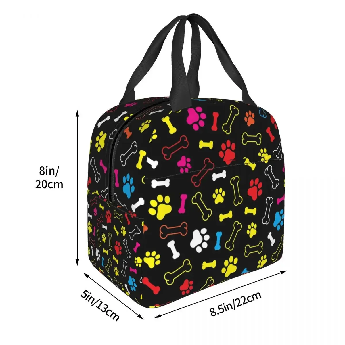 Custom Dog Paw Bone Pattern Lunch Bag Women Warm Cooler Insulated Lunch Box for Student School