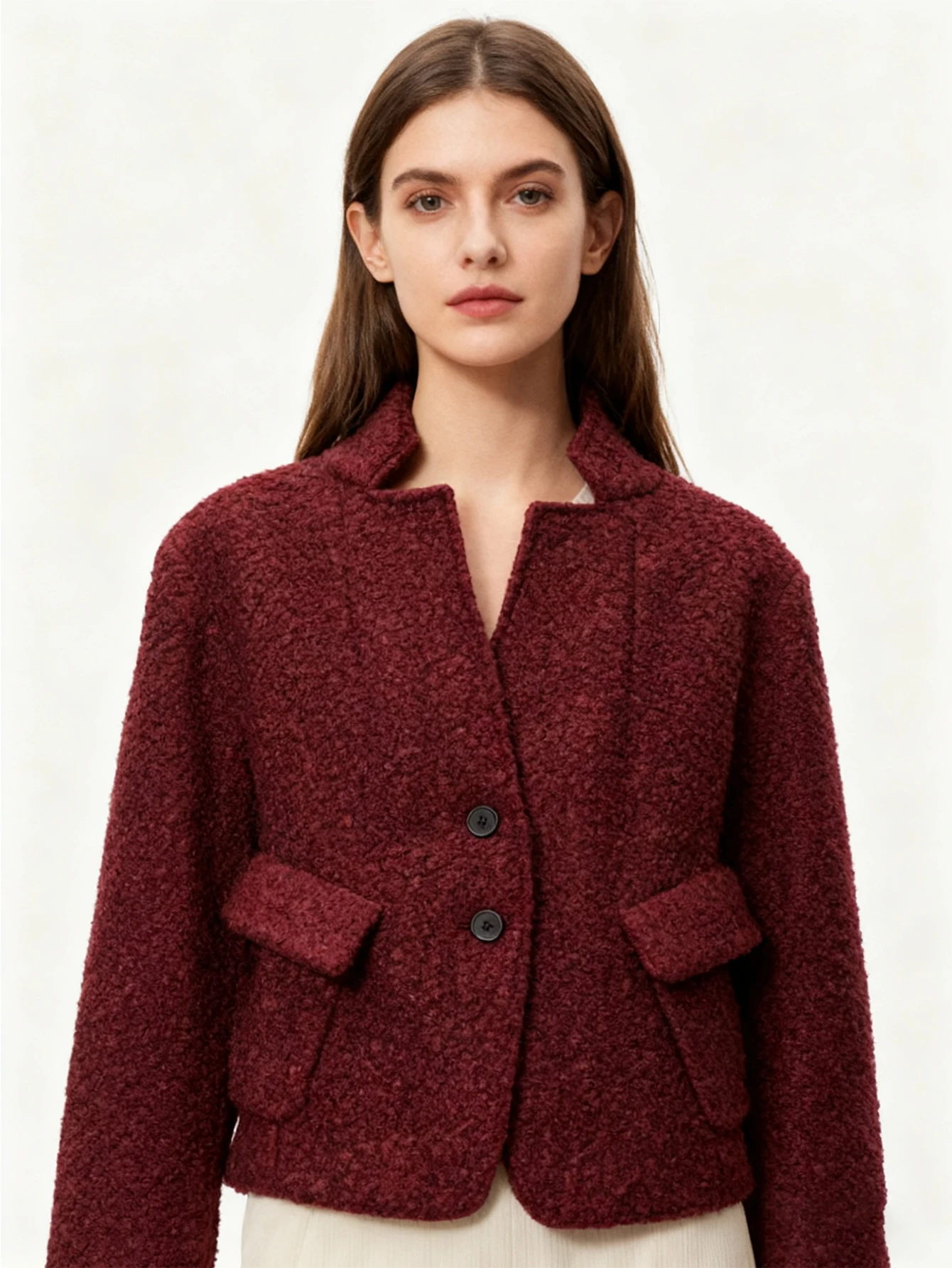 

2025 Autumn and Winter New Women's European and American Style Fashion Versatile Casual Wool Loop Coat