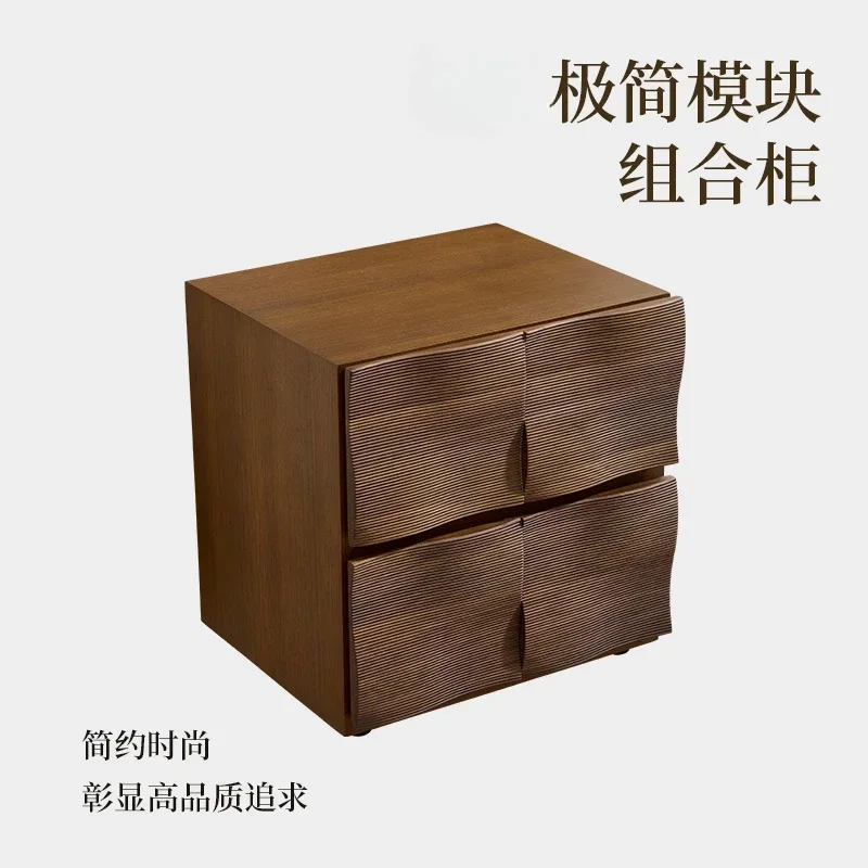 Easy installation ripple cabinet household living room solid wood dining walnut bucket cabinet