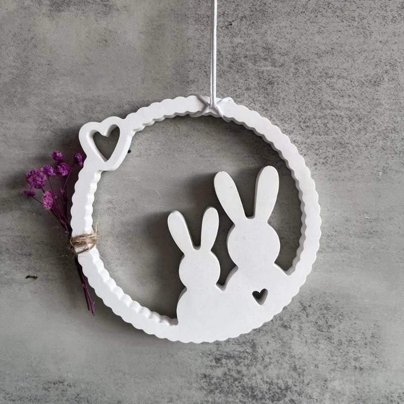  DIY Easters Wreath Bunnies Pendants Ornament Silicones Mold Expory Resins Mould