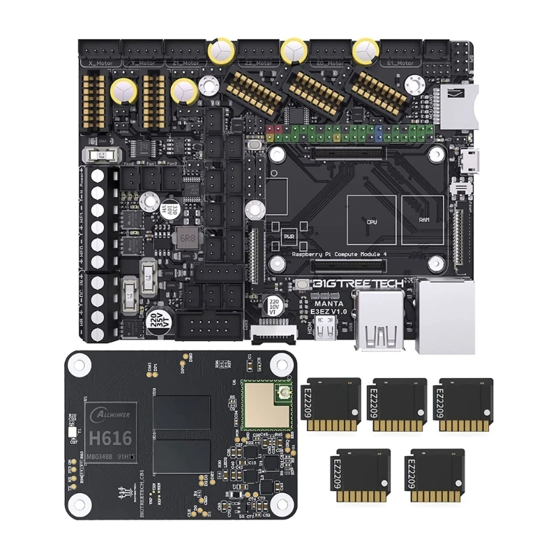 Manta E3EZ Silent Control Board CB1V2.2 + EZ2209 5 Stepper-Motors With Quad-core 64bit ARM- Cortex-A53 1.5GHz Professor