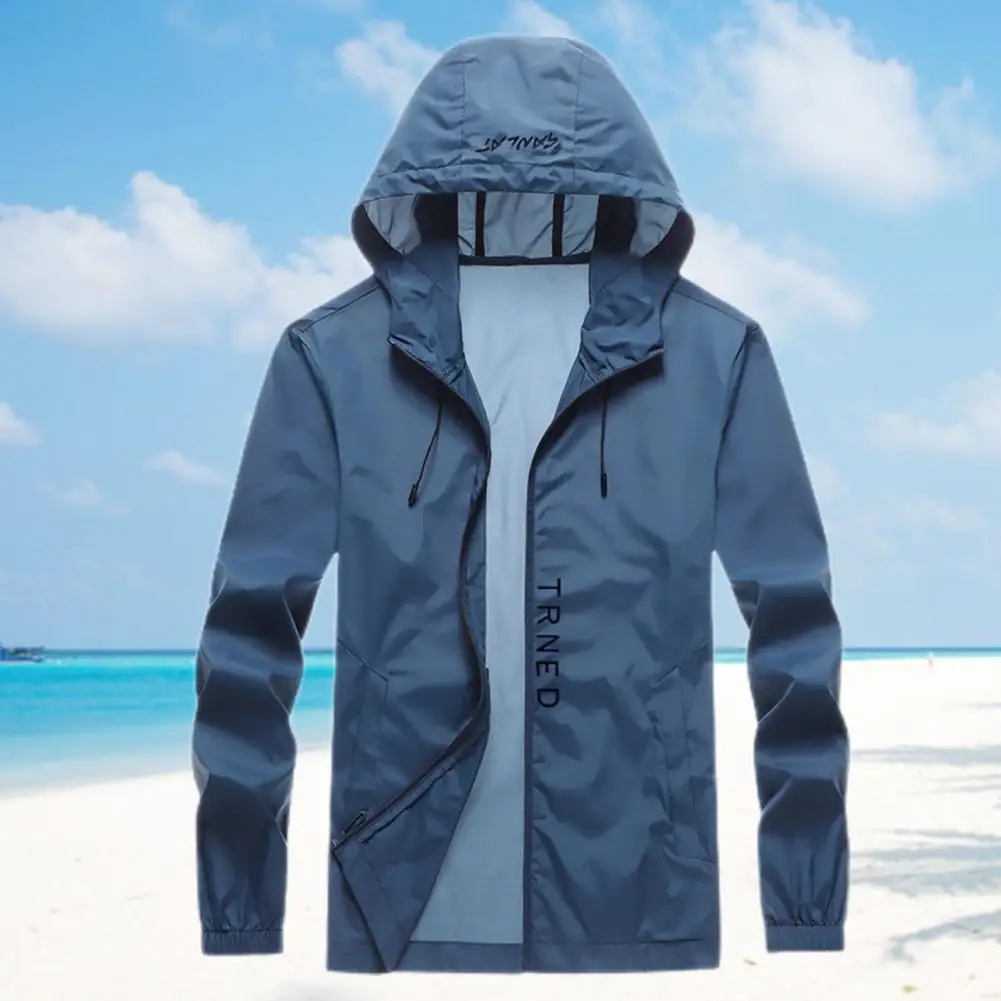 Outdoor Windbreaker Anti-wrinkle Sun Protection Coat Male Drawstring  Popular Anti Sun Hood Jacket