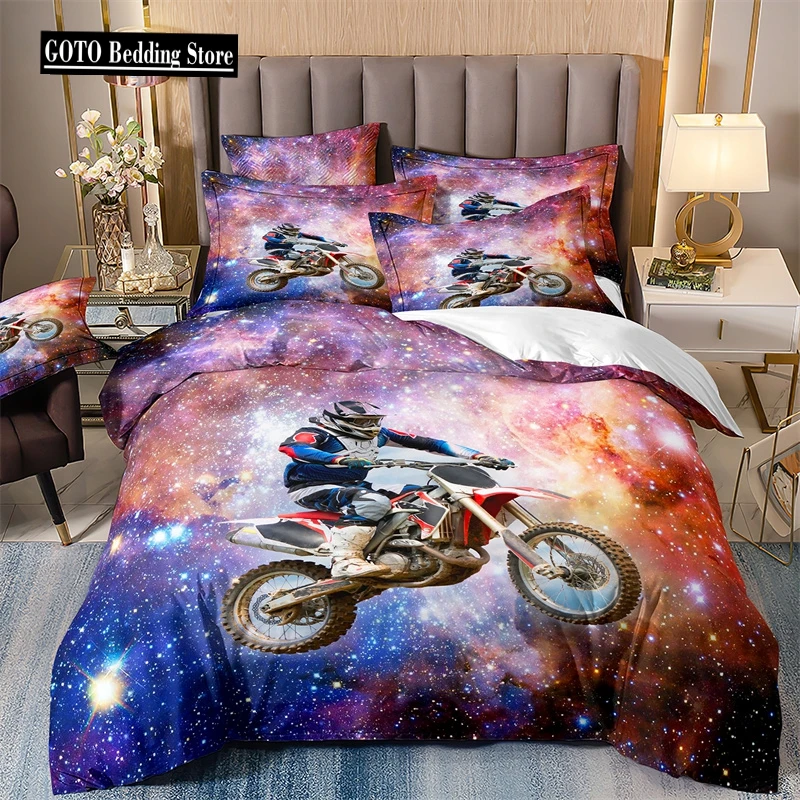 

Galaxy Starry Sky Duvet Cover Set for Boys, Speed Rider, Super Cool, Racing Car Comforter, Bedding Sets for Men, Teen, Queen Siz