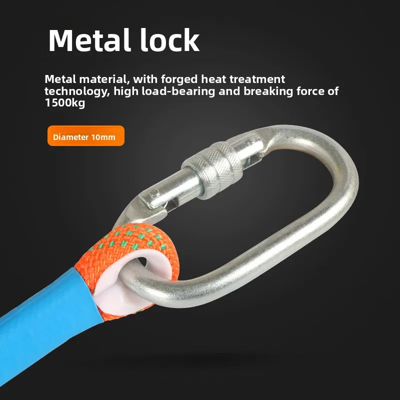 25KN High Altitude Work Safety Belt Rope Double Hook Electrician Protective Rope with Buffer Bag Anti Fall Elastic Safety Rope