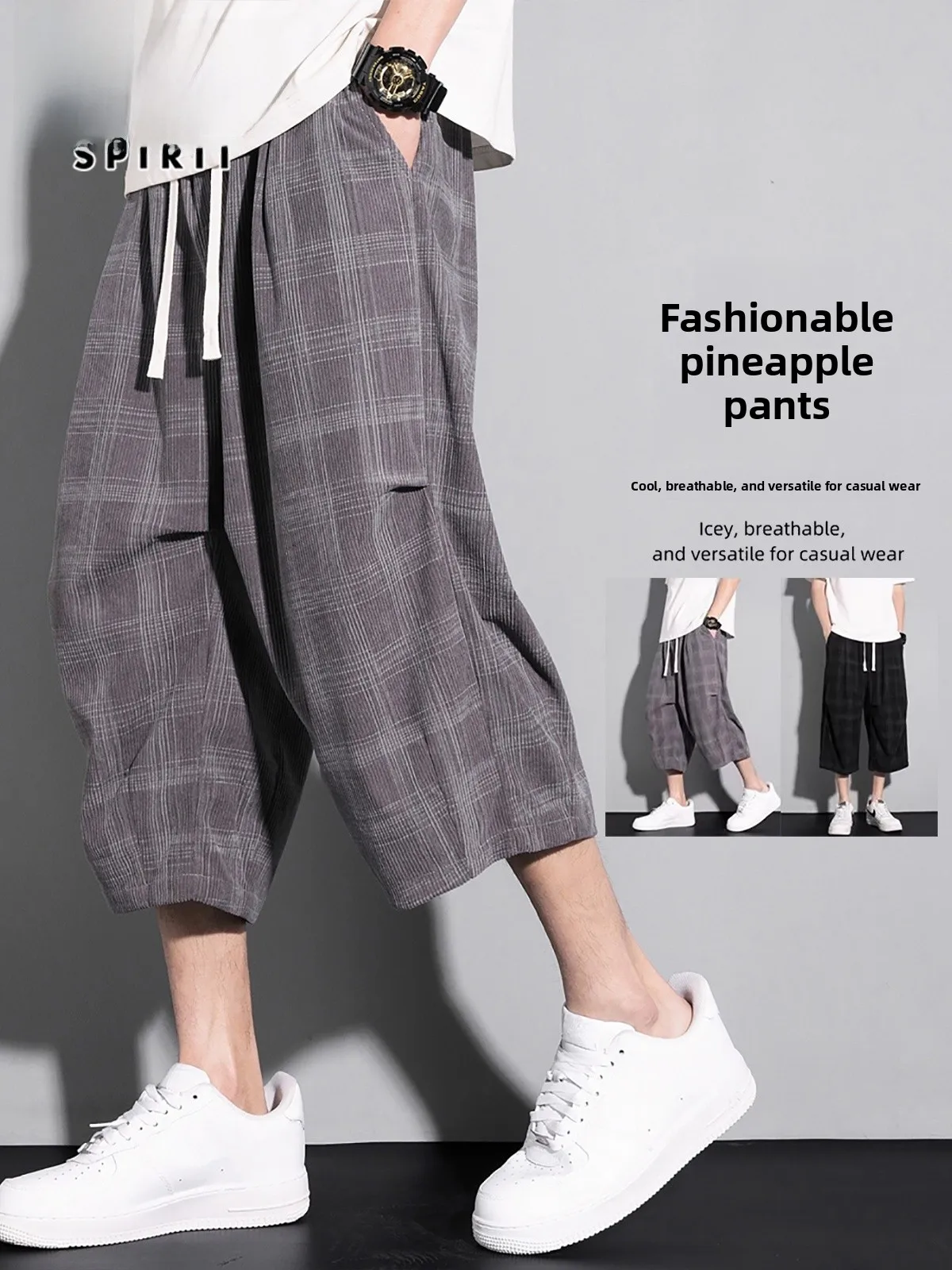 

Повседневные мужские летние брюки 2025 года, модные свободные прямые брюки в клетку в стиле ретро в американском стиле, молодежные брюки Vitali Sle