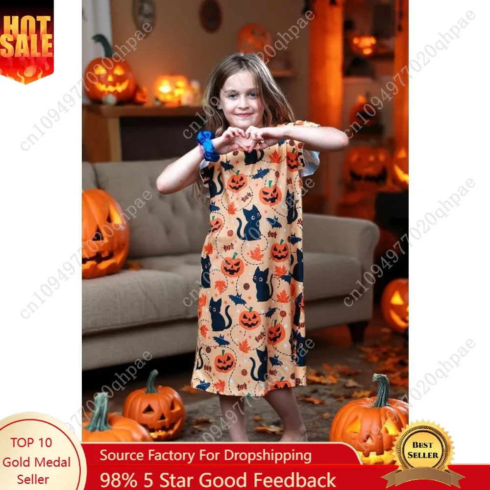 Funnycokid الفتيات قمصان النوم منامة فستان ثلاثية الأبعاد مطبوعة رفرفة كم ملابس خاصة فستان النوم قميص النوم لمدة 5-12 سنة