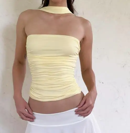

New Solid Color Neck Hanging Ribbon Strapless Sexy Vest